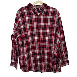 Chaps Mens Red Plaid Long Sleeve Button-Down Shirt Size L/G 100% Cotton